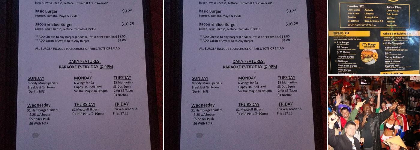 JT's Tavern Menu