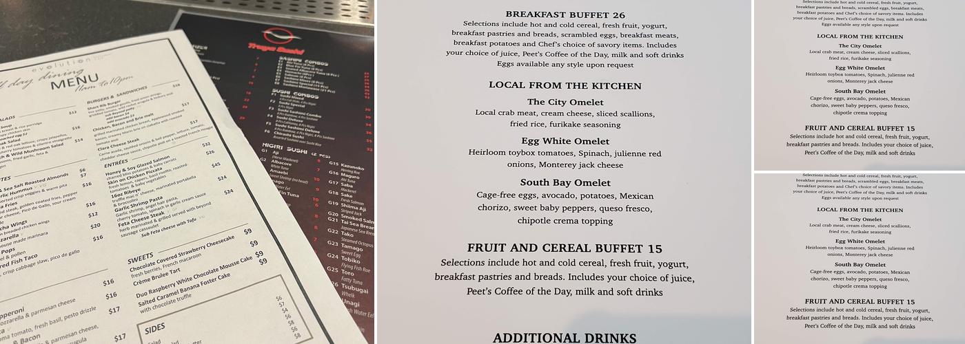 Evolution Restaurant & Bar Menu