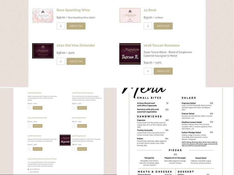 Magnavino Cellars Menu