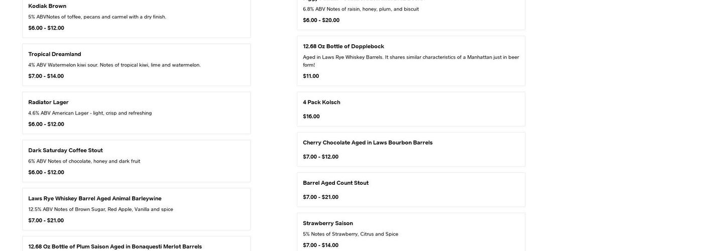 Goldspot Brewing Company Menu