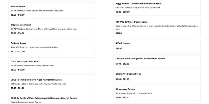 Goldspot Brewing Company Menu