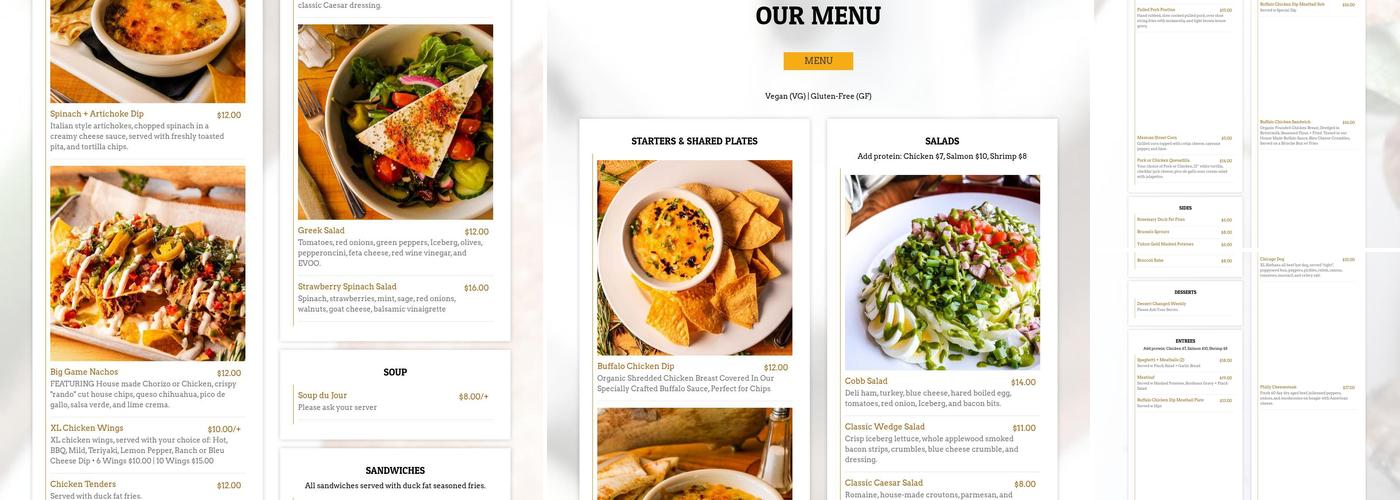 Big Game Menu