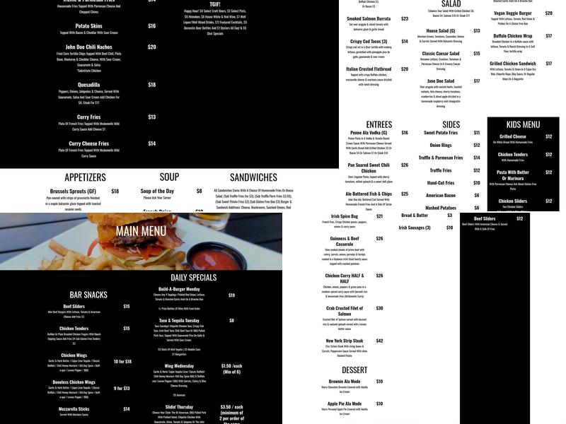 John Doe Menu