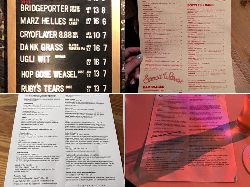 Marz Community Brewing Company Menu