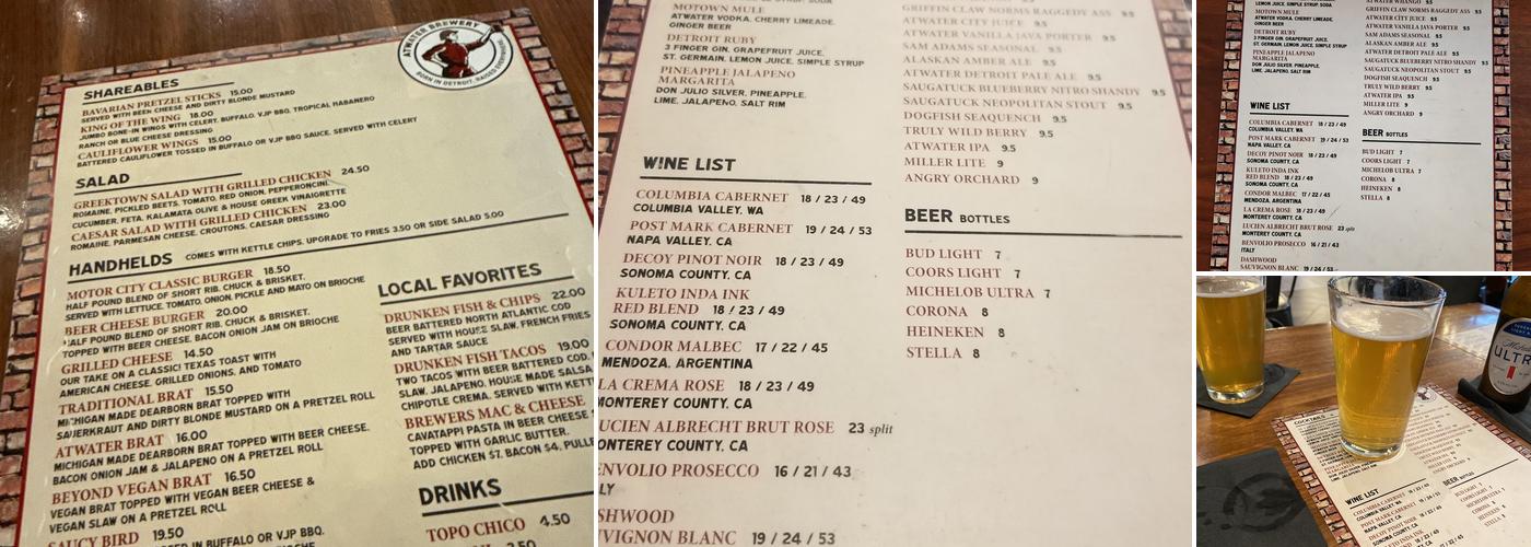Atwater Brewery Menu