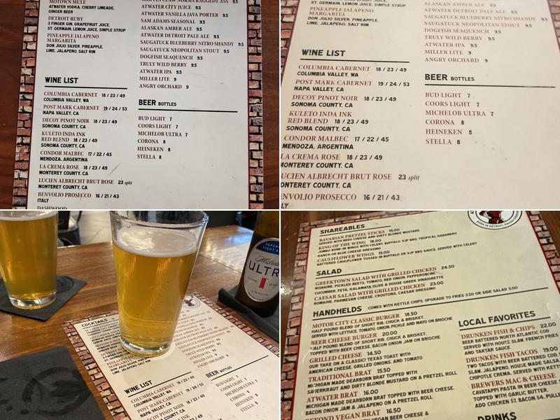 Atwater Brewery Menu