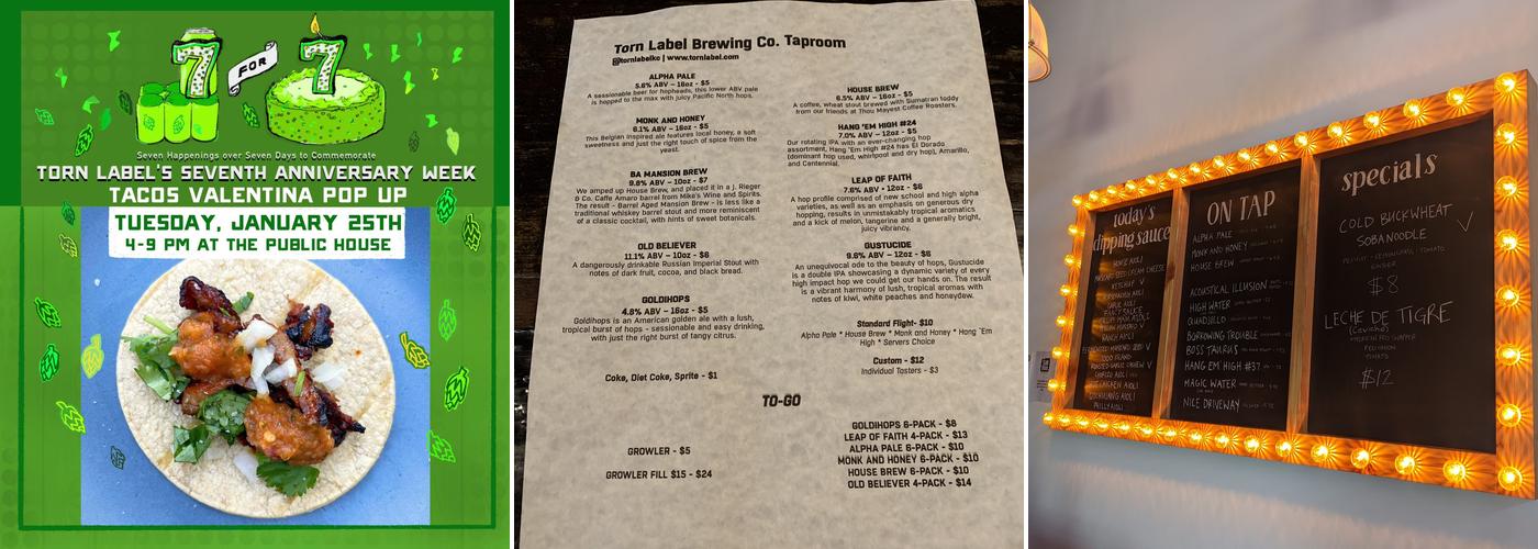Torn Label Brewing Co. Menu