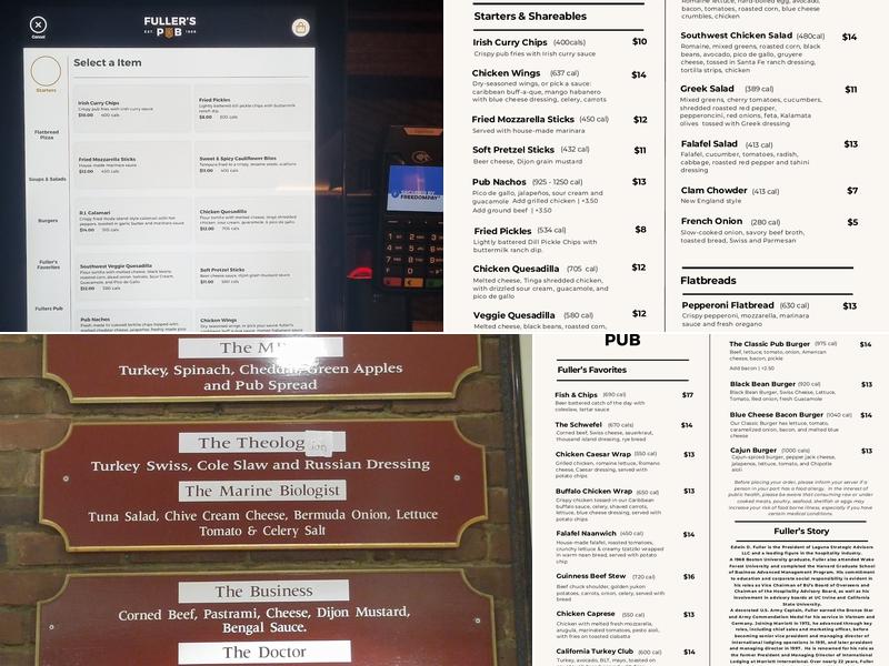 Fuller's BU Pub Menu