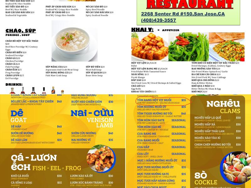 Ba Na Menu
