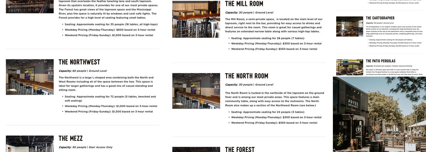 Pryes Brewing Company Menu
