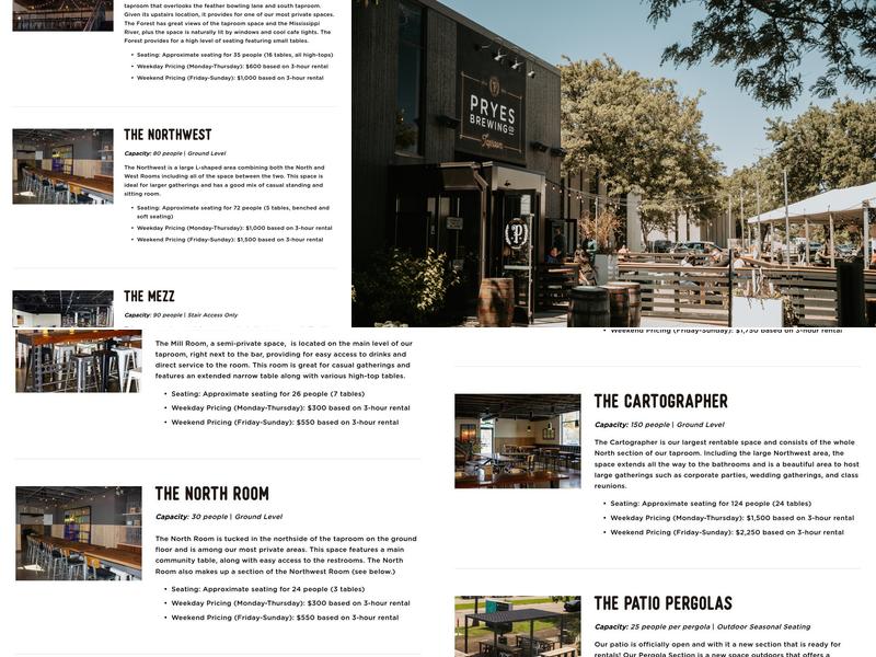 Pryes Brewing Company Menu