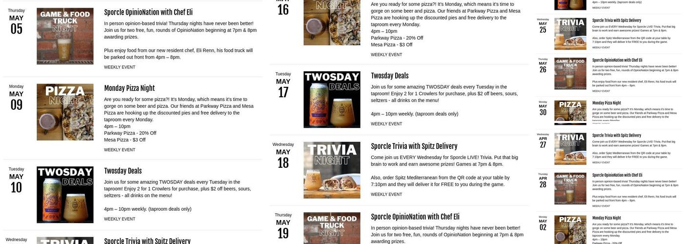 HeadFlyer Brewing Menu