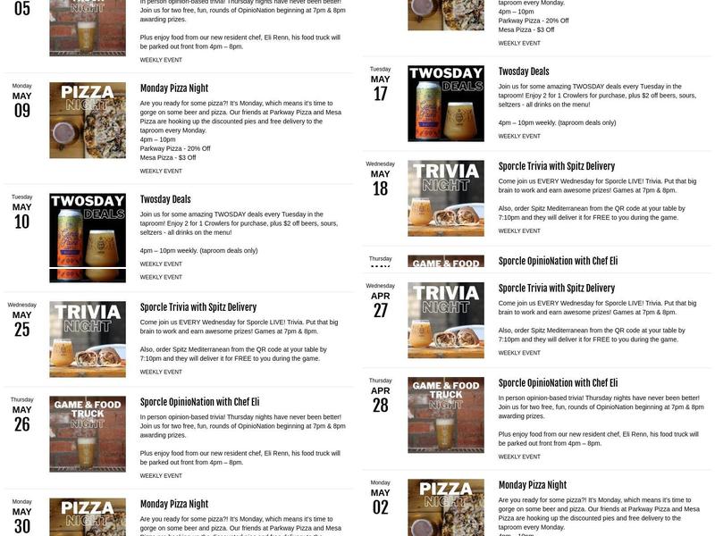 HeadFlyer Brewing Menu