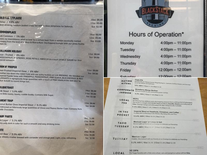 BlackStack Brewing Menu