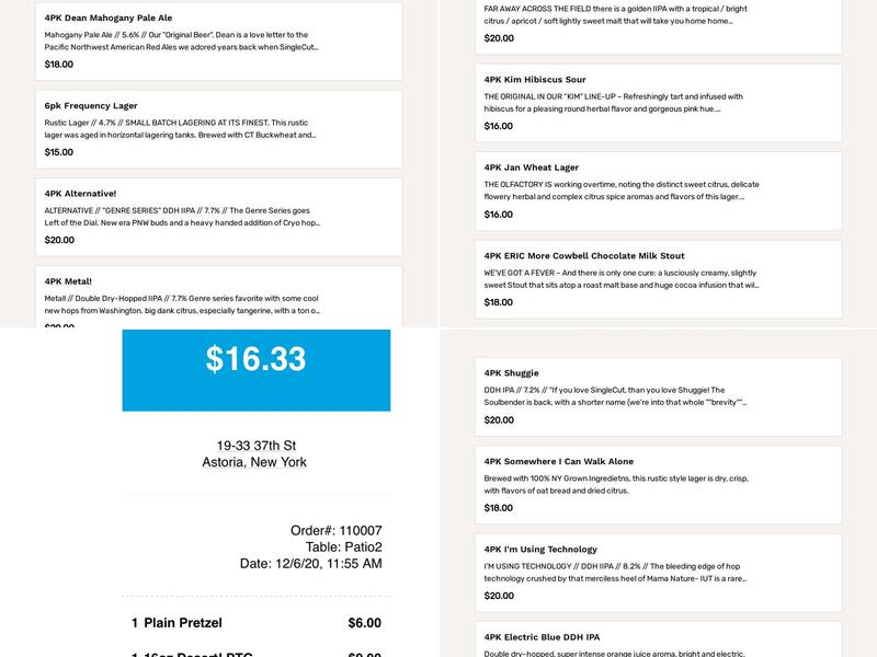 SingleCut Beersmiths QNS Menu