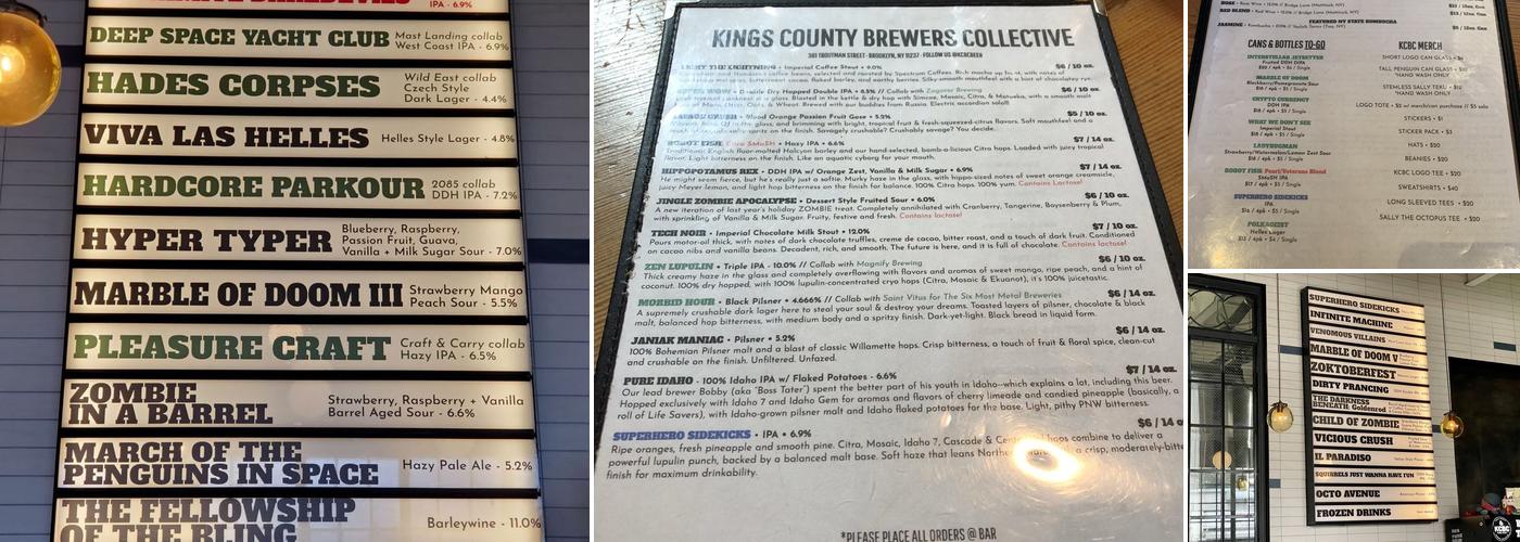 Kings County Brewers Collective Menu