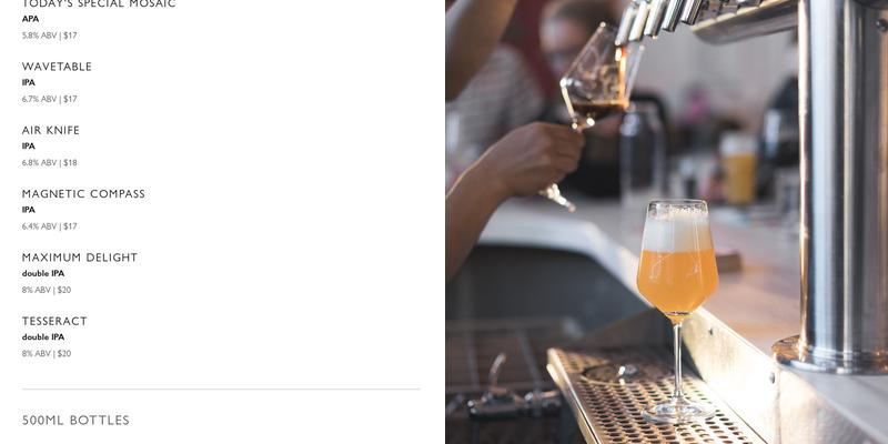 Grimm Artisanal Ales Menu