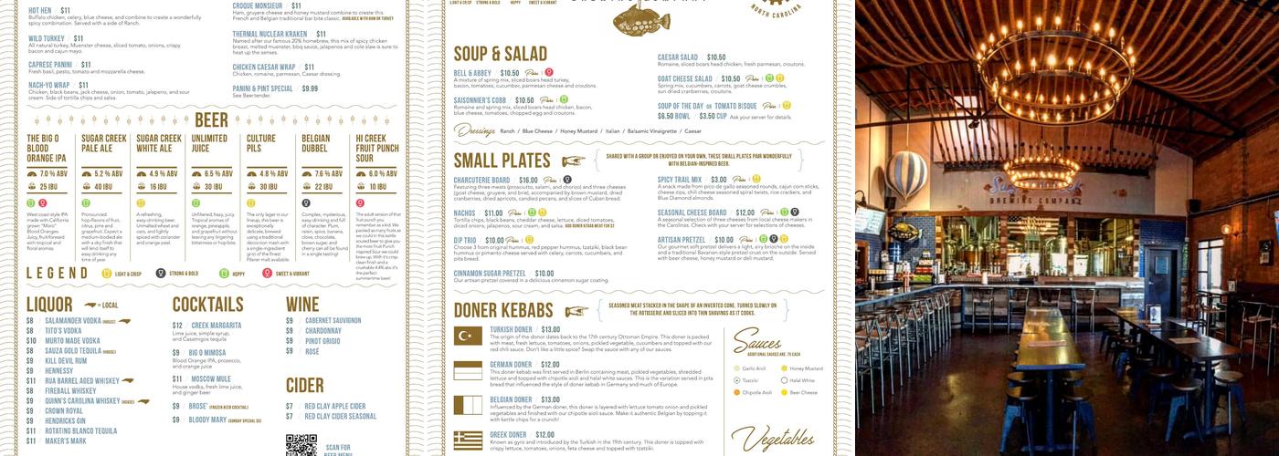 Sugar Creek Brewing Company Menu