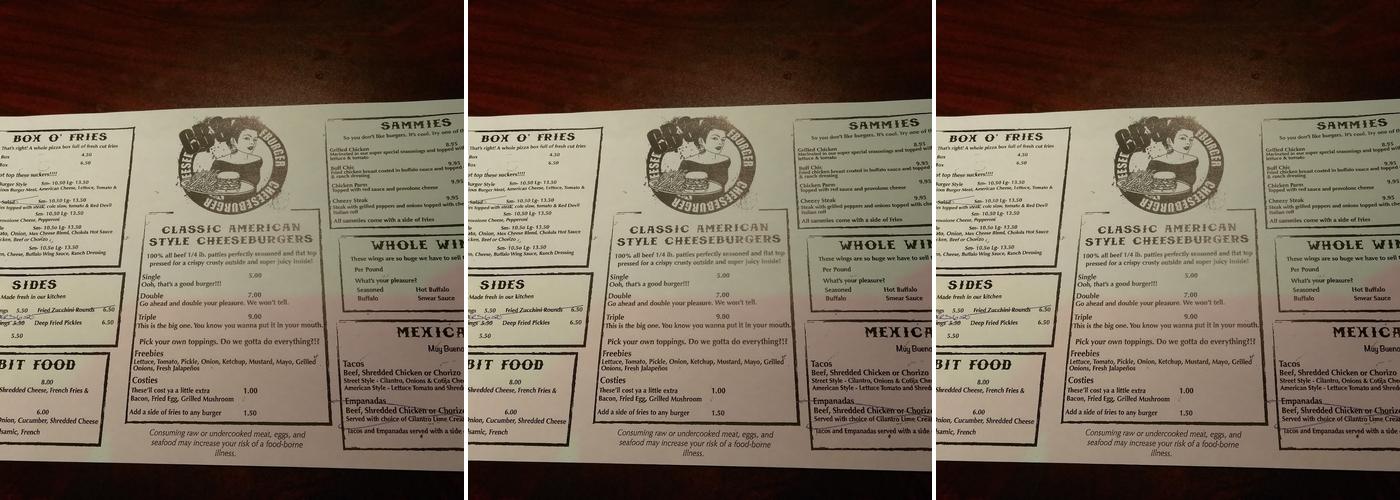 Casey's Draft House Menu