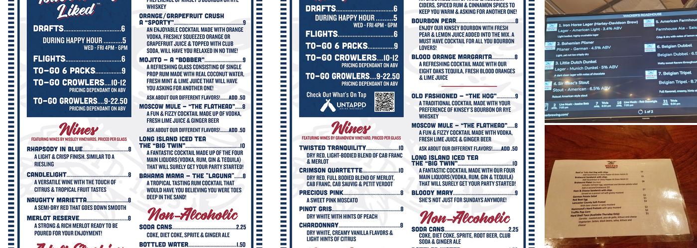 Wacker Brewing Co. Menu