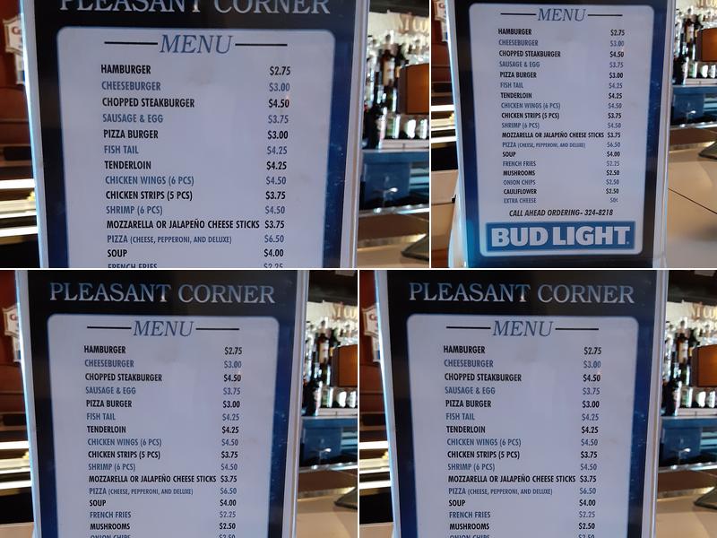 Pleasant Corner Bar & Grill Menu