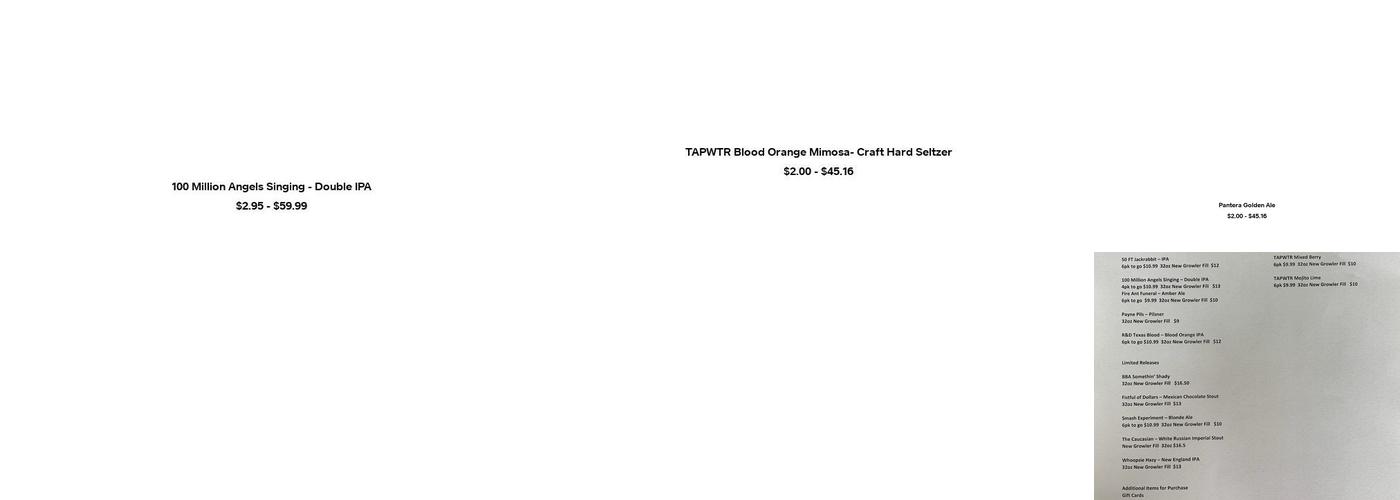 Texas Ale Project Menu