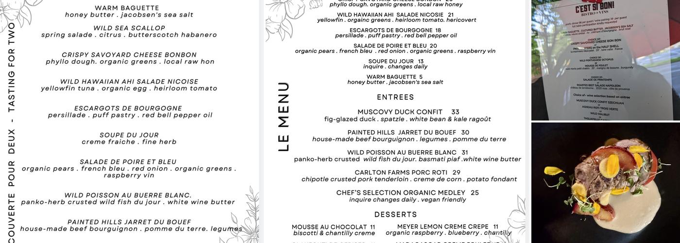 C'est Si Bon! Bistro+Vins Menu