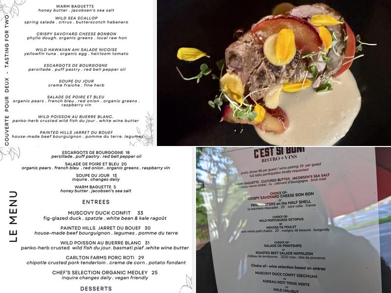 C'est Si Bon! Bistro+Vins Menu
