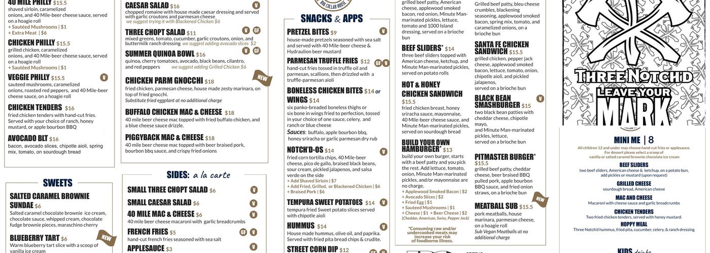 Three Notch'd Brewing Company - Richmond Menu