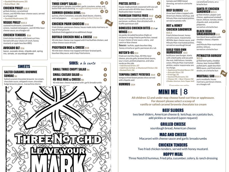 Three Notch'd Brewing Company - Richmond Menu