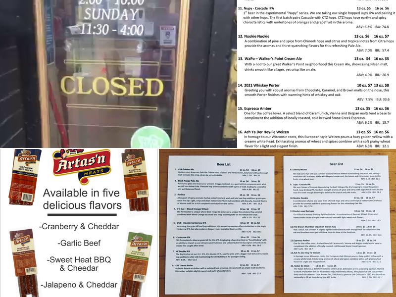 Urban Harvest Brewing Company Menu