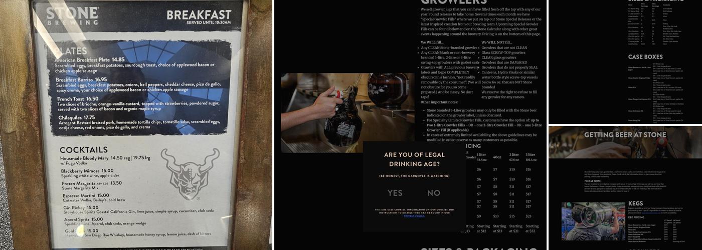 Stone Brewing Menu