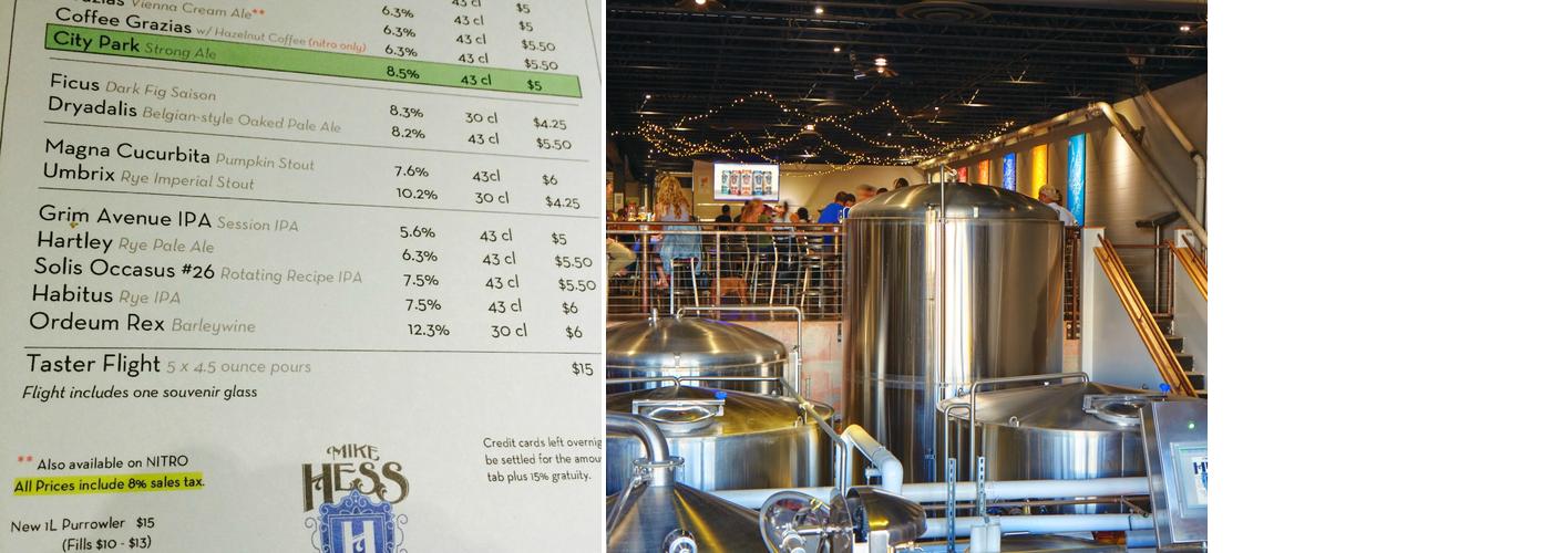 Mike Hess Brewing, North Park Menu