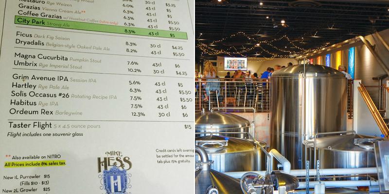 Mike Hess Brewing, North Park Menu