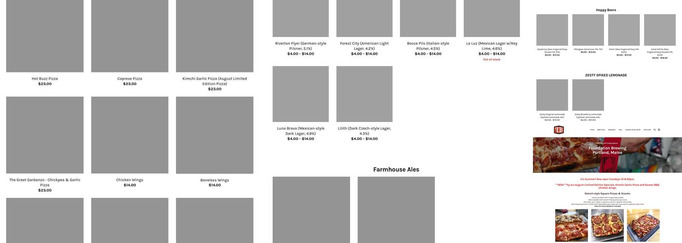 Foundation Brewing Company Menu