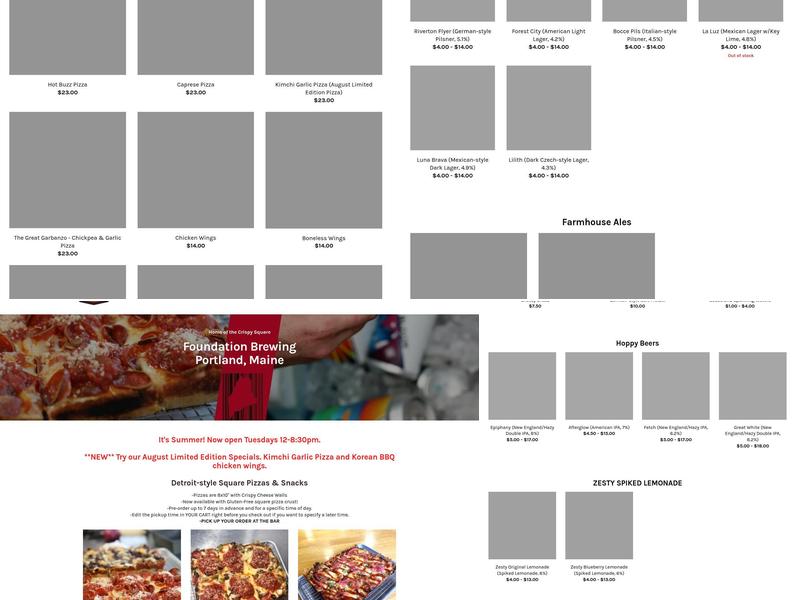 Foundation Brewing Company Menu