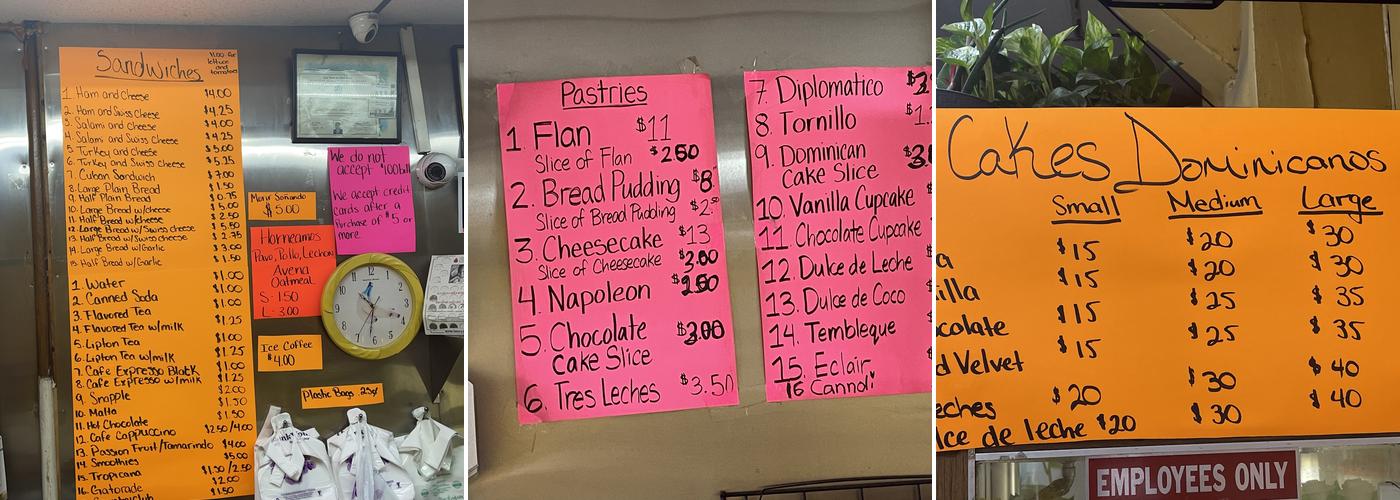 Franco Bakery Corp Menu