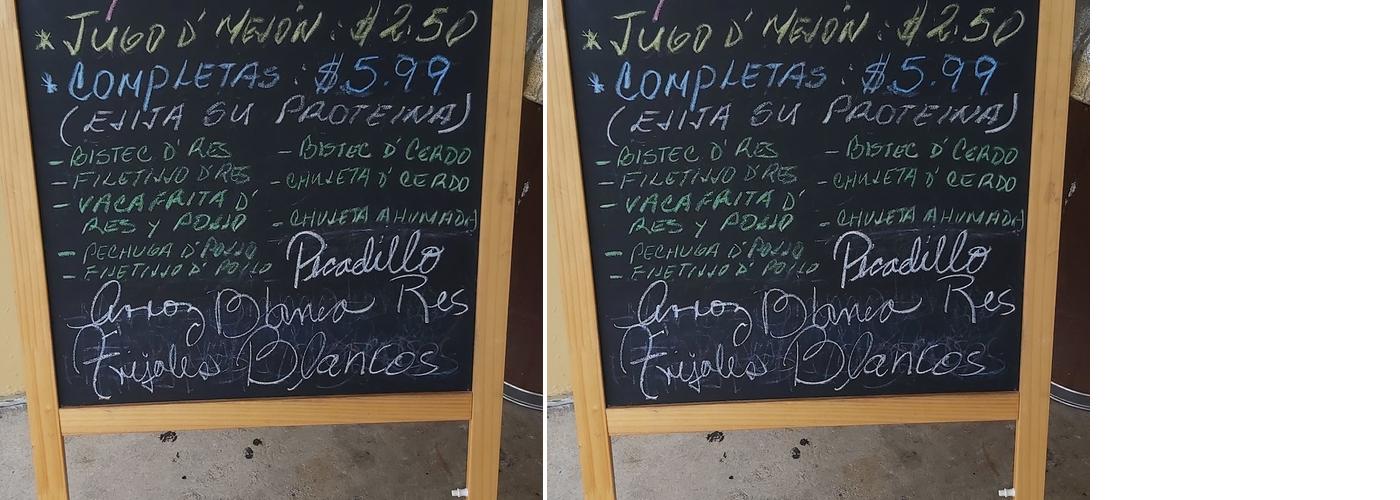 Sabroso Bakery Menu