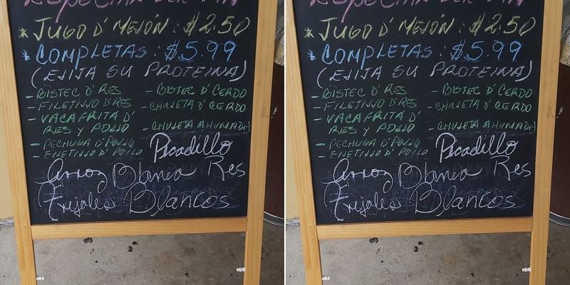 Sabroso Bakery Menu