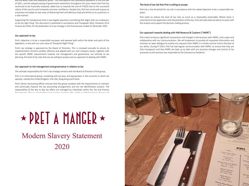 Pret A Manger Menu