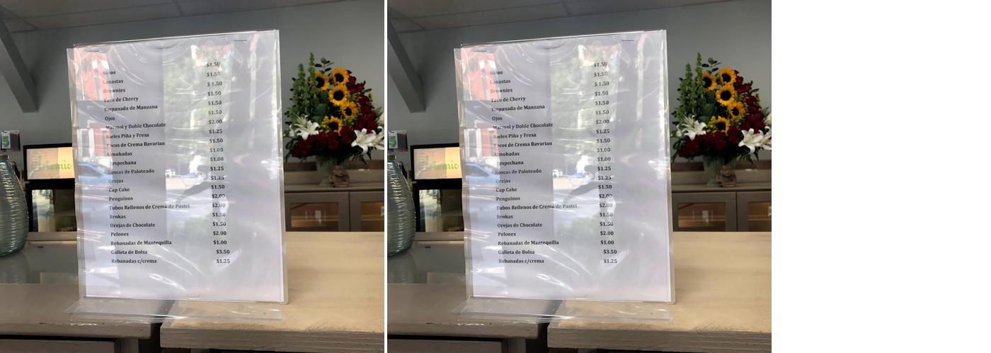 Artemio's Bakery Menu