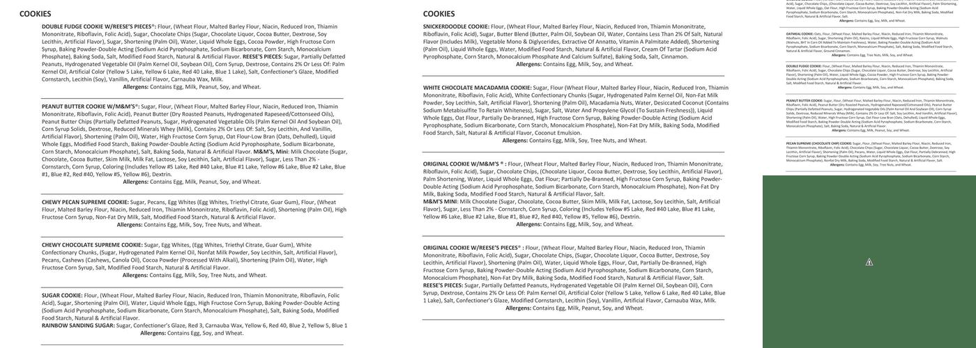 Great American Cookies Menu