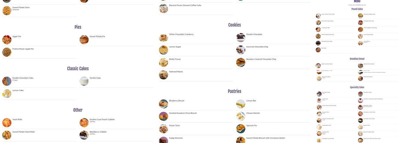 Five Star Cake Co. Menu
