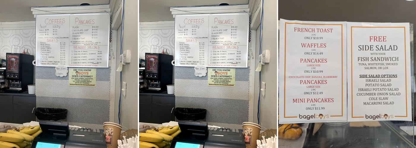Bagel Boys Menu