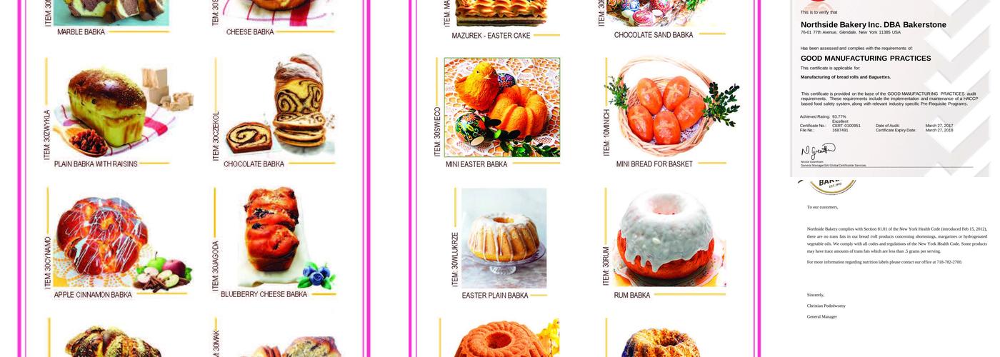 Bakestone Bakery Menu