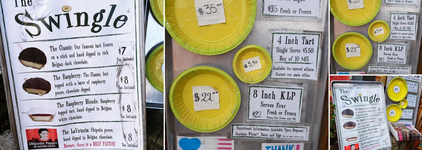 Steve's Authentic Key Lime Pie Menu