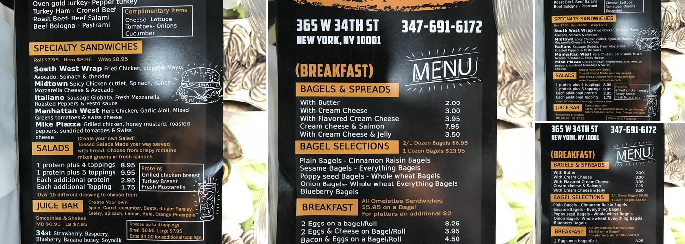 34th Bagels & More Menu