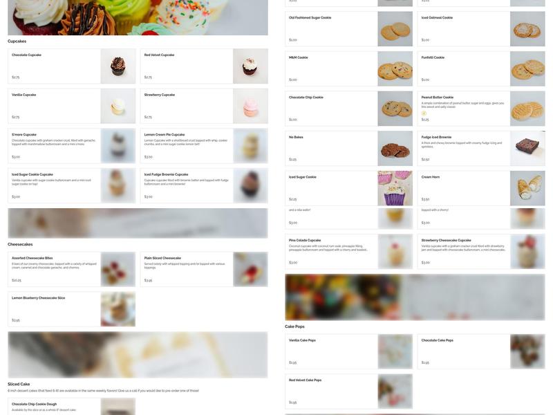 Sassy Cakes Bakery Menu