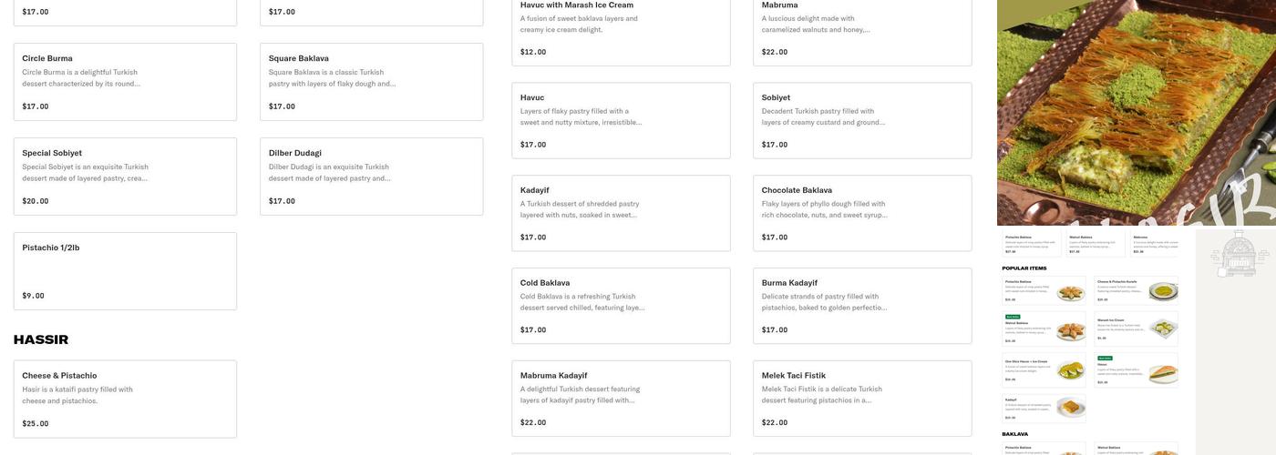 Antepli Baklava 2 Menu