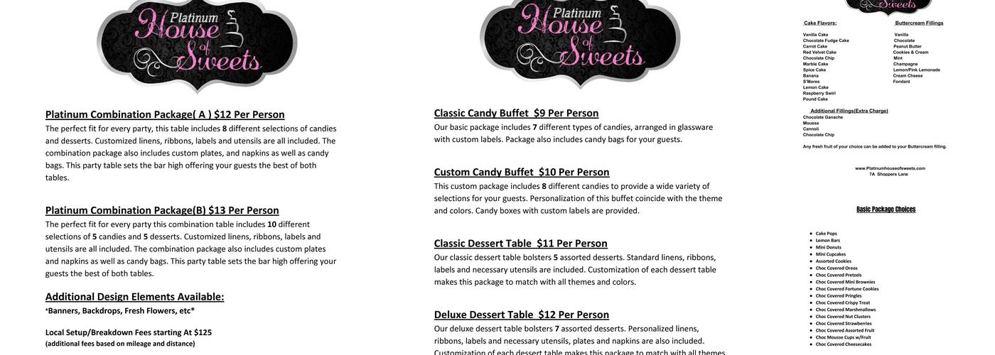 Platinum House Of Sweets Menu